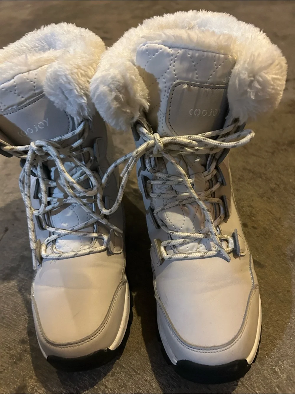 Women's White Fur-Trim Winter Boots